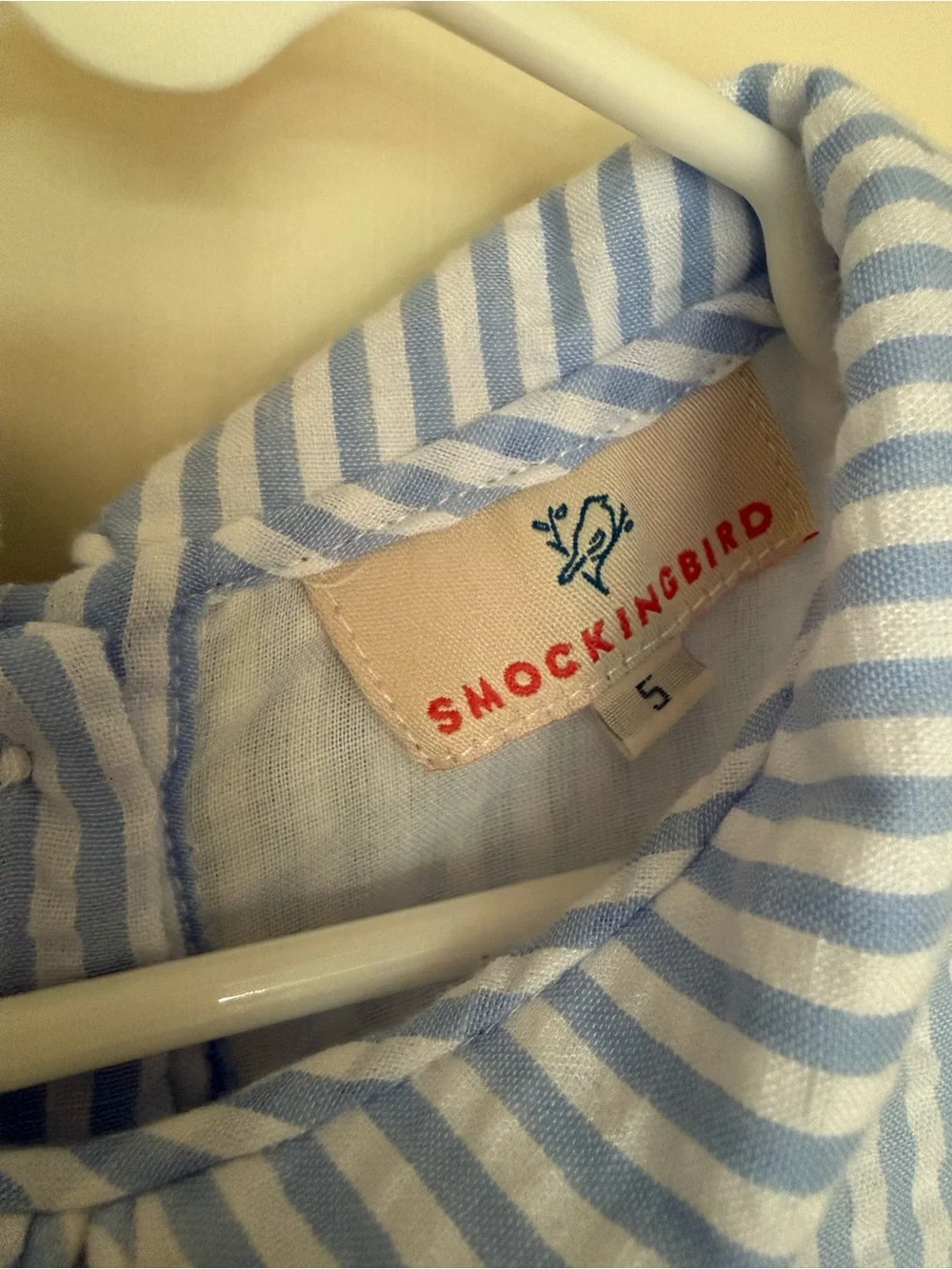 Smockingbird Girls Smocked Sailboat Seersucker Dress Size 5